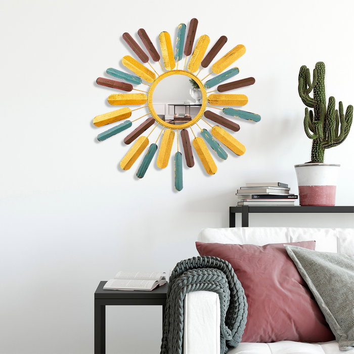 Wallity Mirror Sun 2 Espejo Decorativo 75x75x4 cm Metal Hecho a Mano